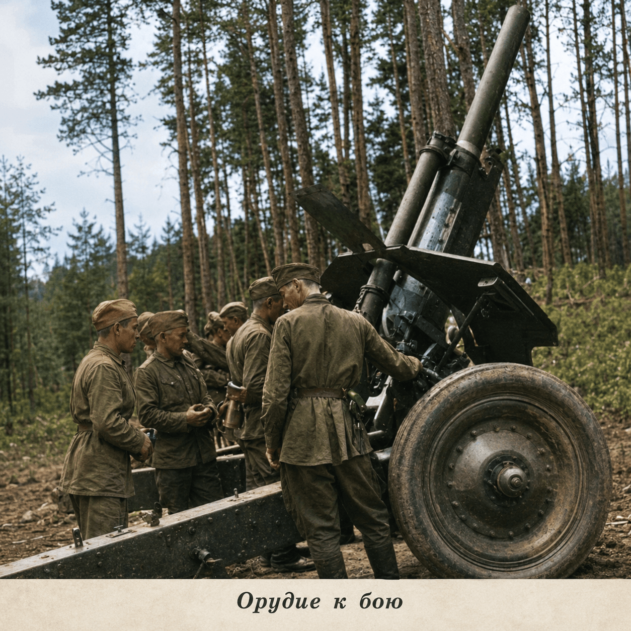 Орудие в лесной поляне